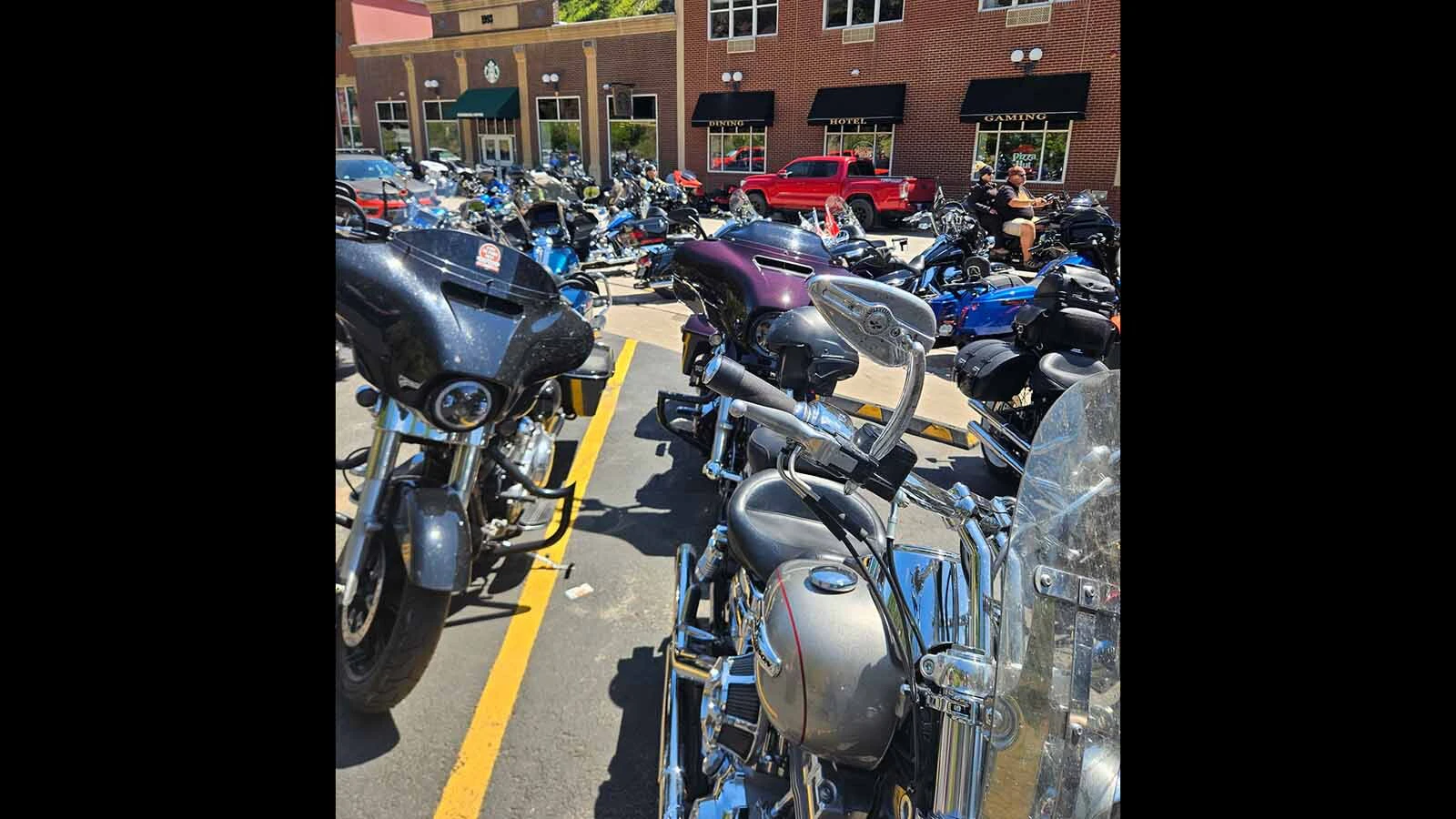 Bikers and motorcycles pack downtown Sturgis during the annual rally.