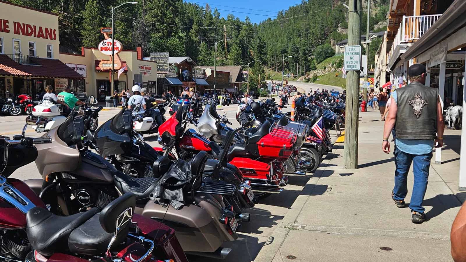 Motorcycles crowd the streets during the Sturgis Motorcycle Rally.