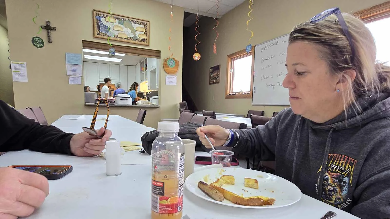 Ashley Douglas enjoys breakfast with her 83-year-old dad, Bill.