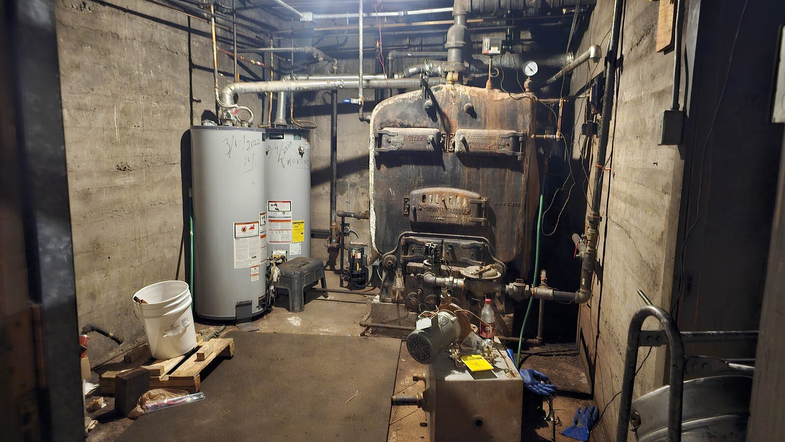 The Freddy Krueger boiler where Cowboy likes to hang out. The old tunnel entrance is behind the boiler.