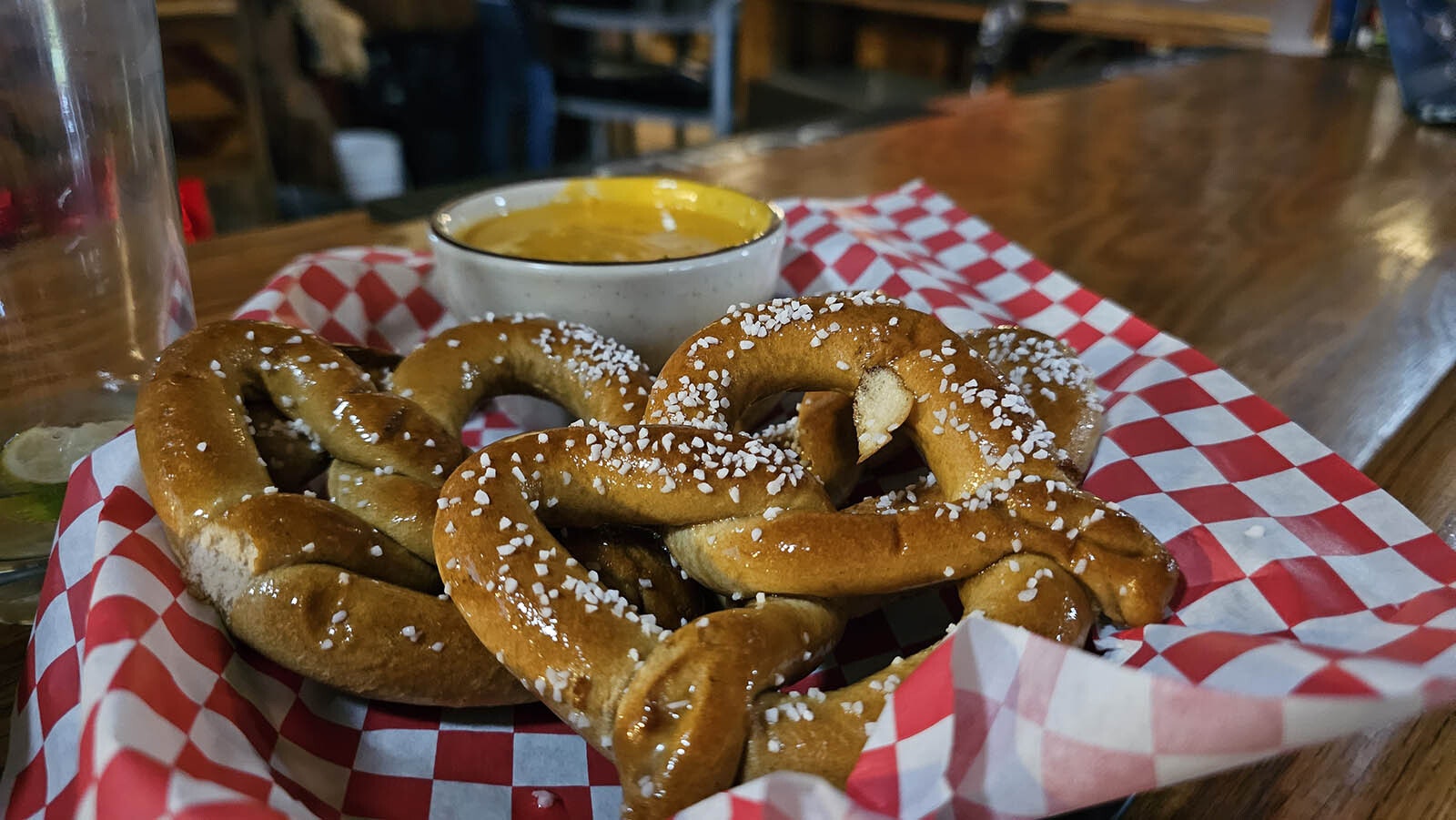 The pretzels and beer cheese dips is the perfect accompaniment to Suds Bros. Brewery's slate of origional craft brews.