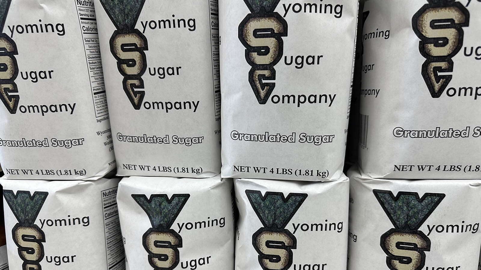 The bags of pure Wyoming grown sugar are sold at the local grocery store in Worland, Wyoming.