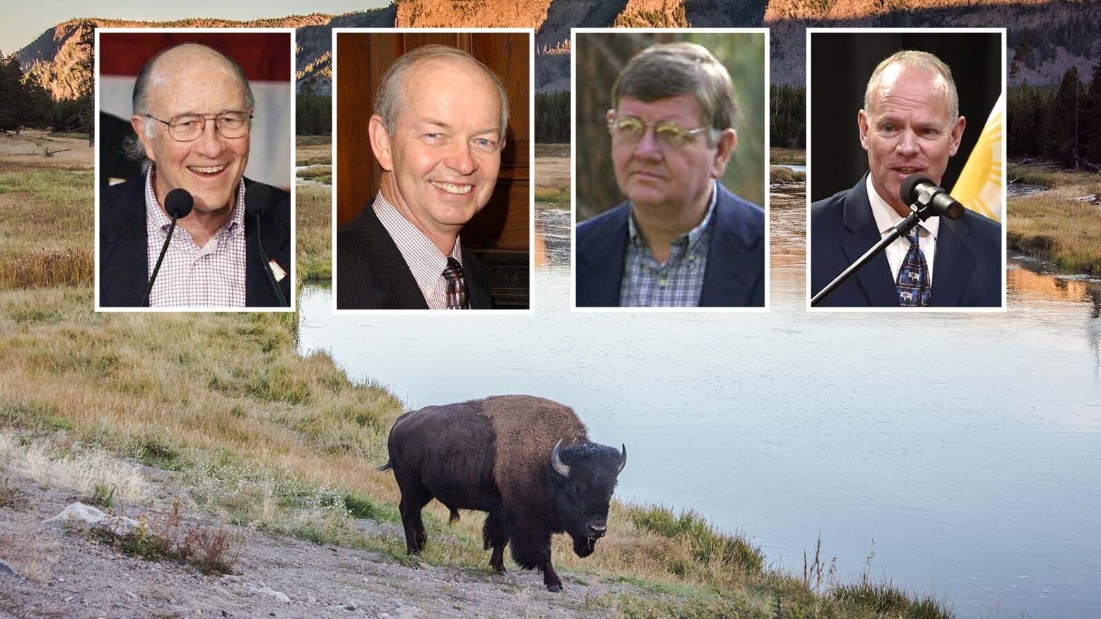 Former Wyoming Govs. Mike Sullivan, from left, Jim Geringer, Dave Freudenthal and Matt Mead.