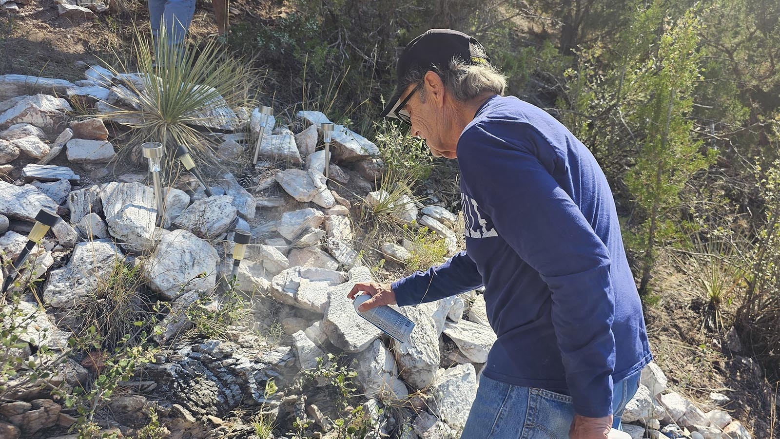 Ray Monsoldo was among the old-timers who made the trek up a very steep hill to paint the Sunrise "S" white again.