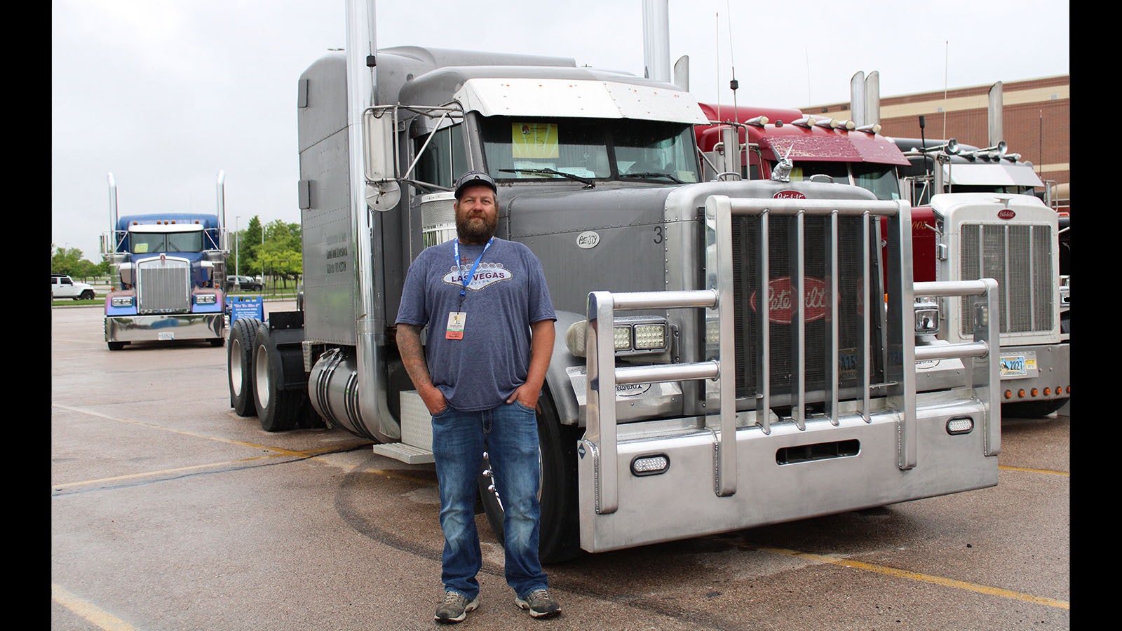 Kyle Holloway of Gillette with a 2001 Peterbilt owned by Van Damme & Sons Land and Livestock.