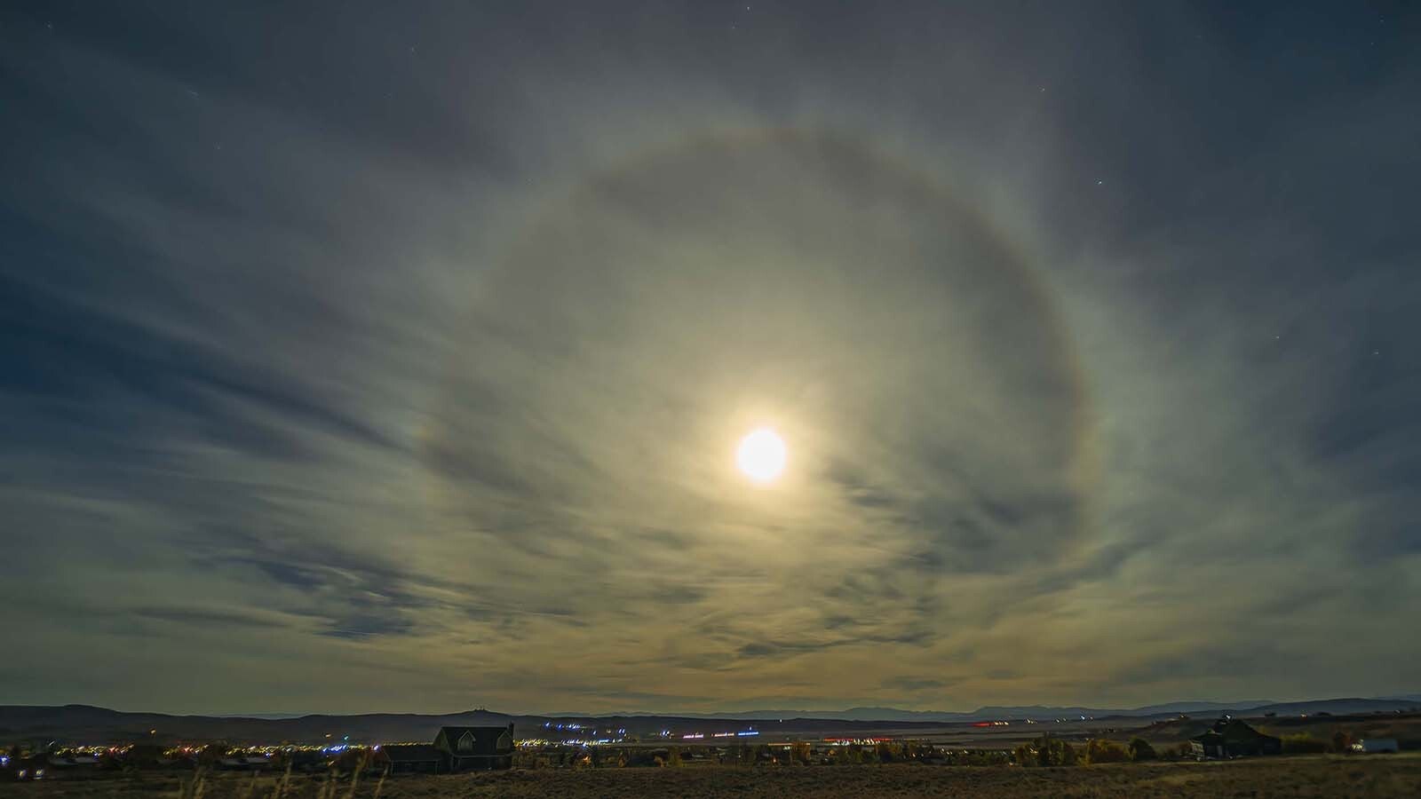 A halo emanates from the supermoon over Sublette County in this image captured by Wyoming photographer Dave Bell.