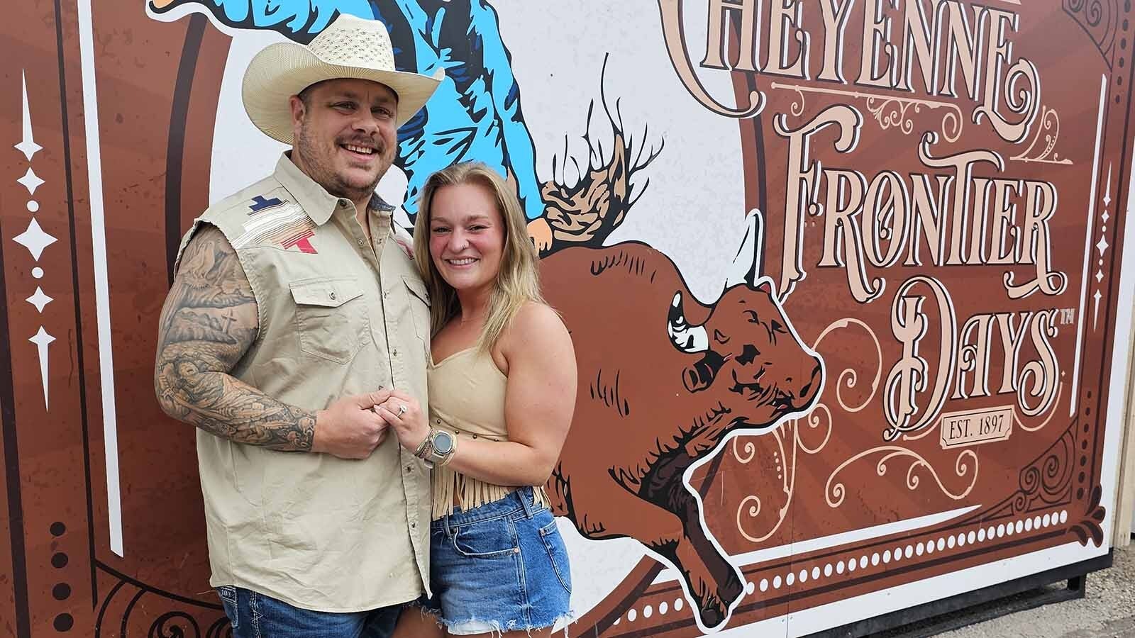 Romance wasn’t in the air when Brandon Boyer and Shilee Calhoun met, but they fell in love anyway. That led to a surprise proposal that stole the spotlight for a moment during Ian Munsick’s Cheyenne Frontier Days concert.