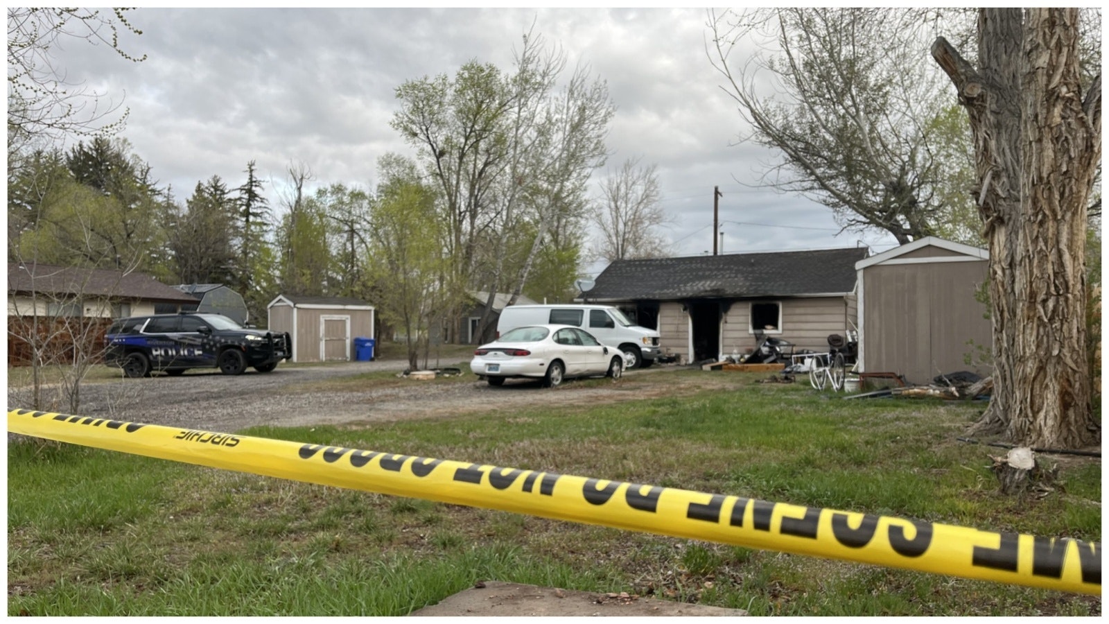 Rain misted on the charred Riverton home early Friday, five hours after emergency personnel found a deceased person inside it.