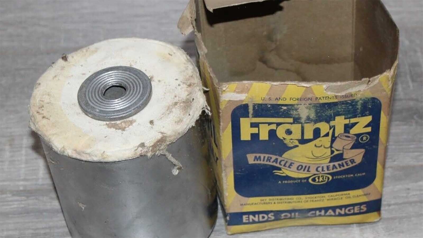 The Franz toilet paper filter was invented in 1953. It was designed to bypass the original oil filter and use the toilet paper to clean up the oil. Although other companies made their own designs over the years, only the Franz filter is still made today.
