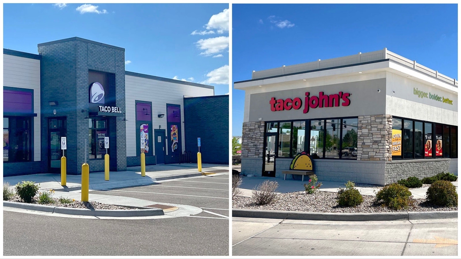 Taco John's and Taco Bell have numerous locations across Cheyenne and Wyoming.