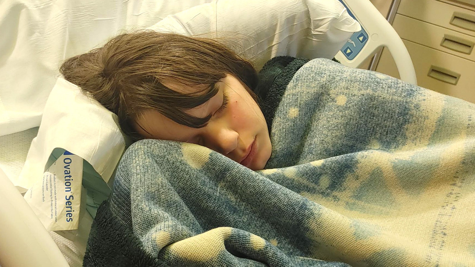 Talyn Reimer, 10, of Rawlins rests in a Denver hospital after being diagnosed with a large tumor in his head.