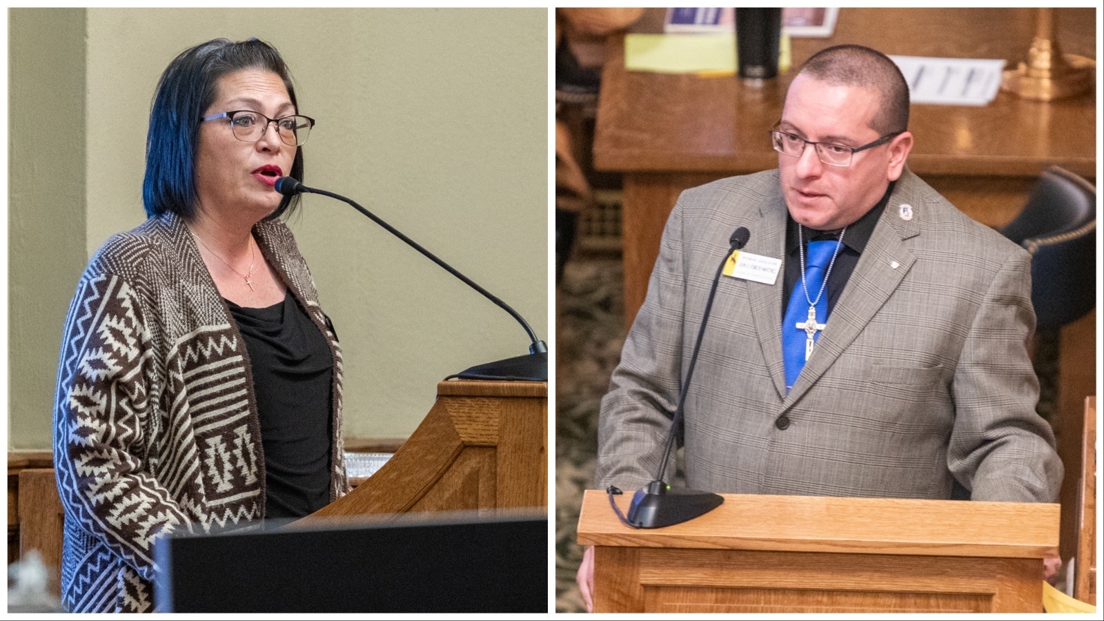 State Rep. Tamara Trujillo, left, and former state Rep. John Romero-Martinez are cousins and political rivals facing off for a second time for the Wyoming House.