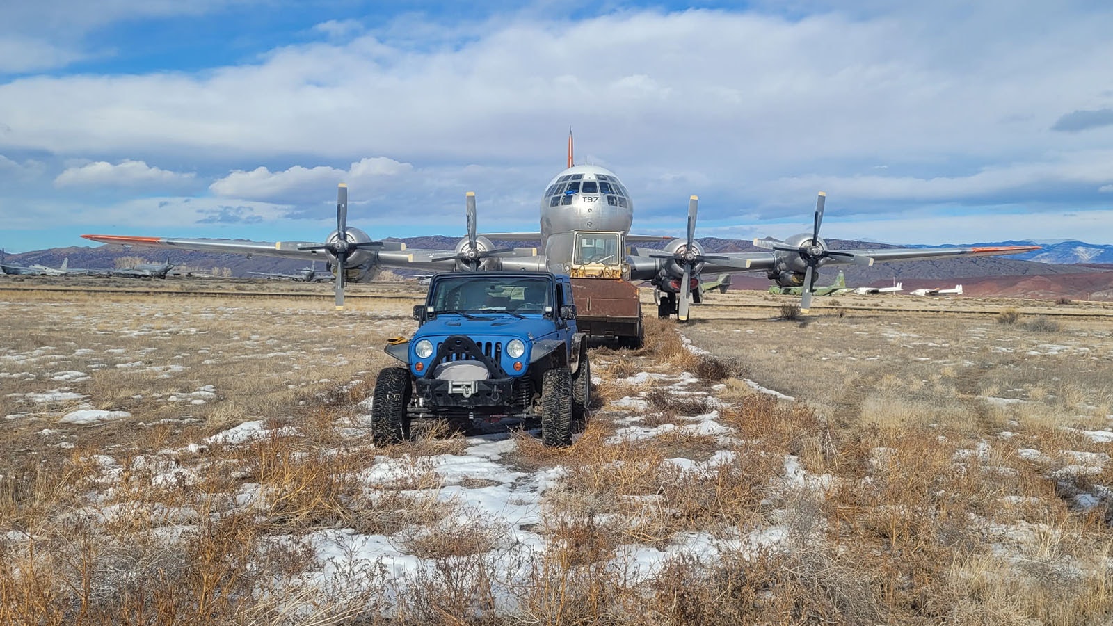 It took a team effort to move this Boeing KC-97 tanker to the grounds of the Museum of Flight and Aerial Firefighting, the Wyoming museum's largest aircraft. They had to wait for a cold snap so the ground would be frozen enough for the huge tanker to roll without sinking into the ground.