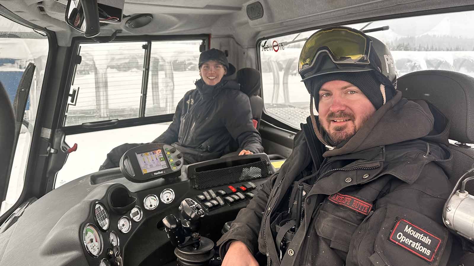 Ryan Morris and 19-year-old Chase Walden operate the snowcats at Antelope Butte and say that the job is challenging, but rewarding. They get a different perspective of the mountain as they groom the trails and the steep inclines.