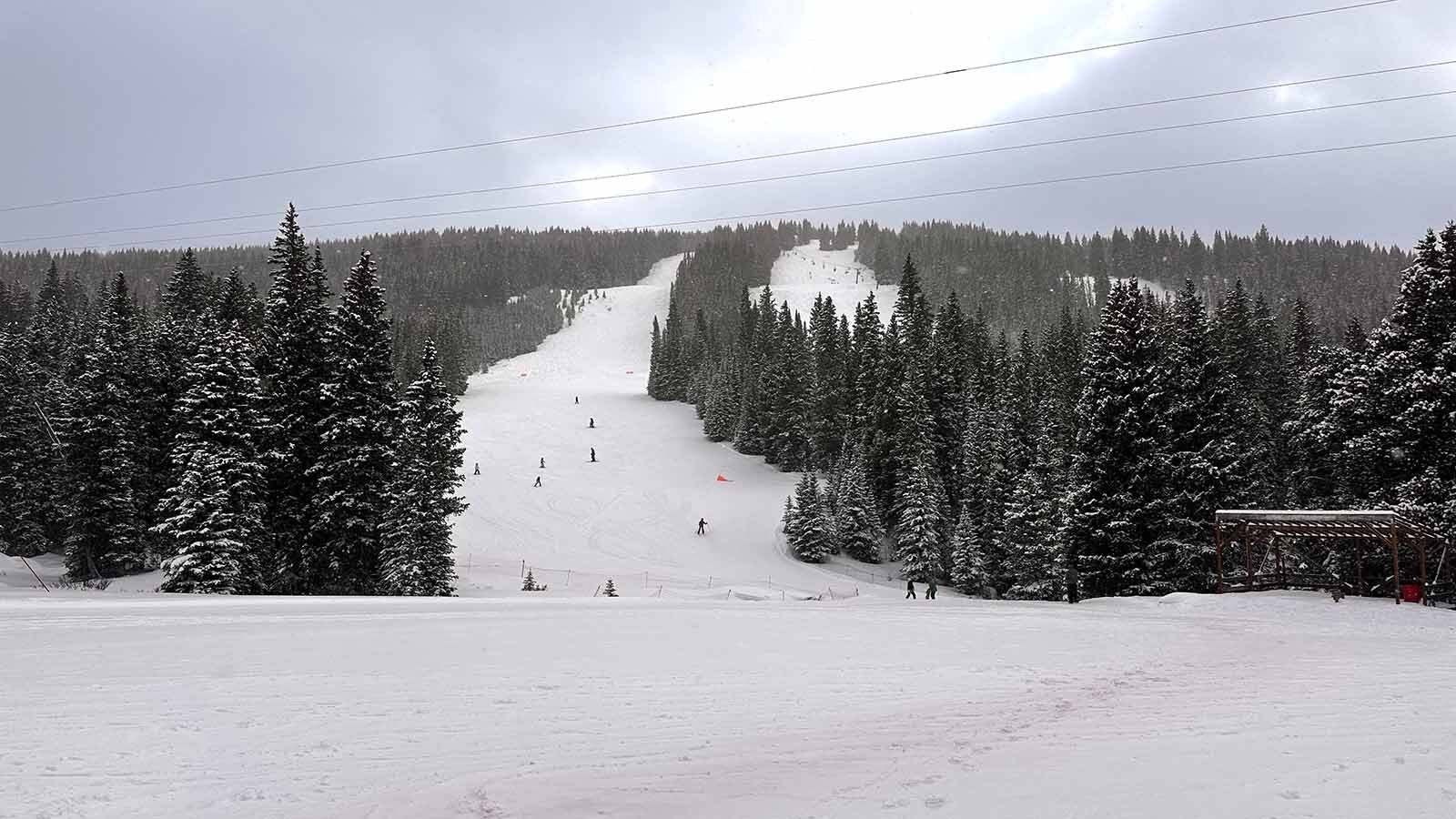 Last Tango is a black diamond run and one of the toughest to groom according to Chase Walden, 19, who has been training to groom the steep terrain at Antelope Butte Ski Resort in the Big Horn Mountains.