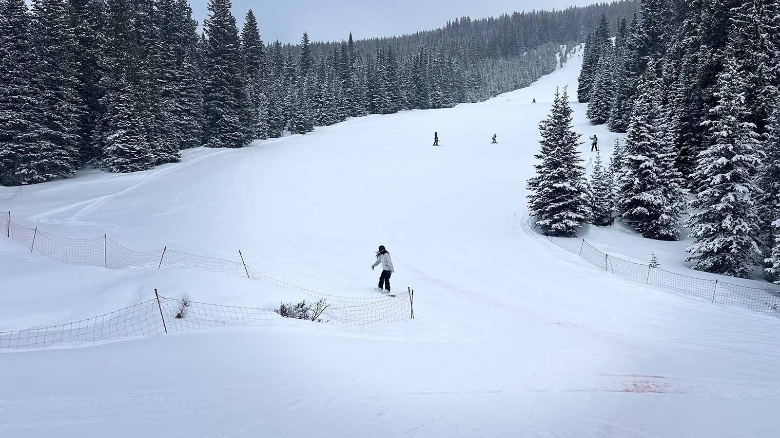 Last Tango is a black diamond run and one of the toughest to groom according to Chase Walden, 19, who has been training to groom the steep terrain at Antelope Butte Ski Resort in the Big Horn Mountains.