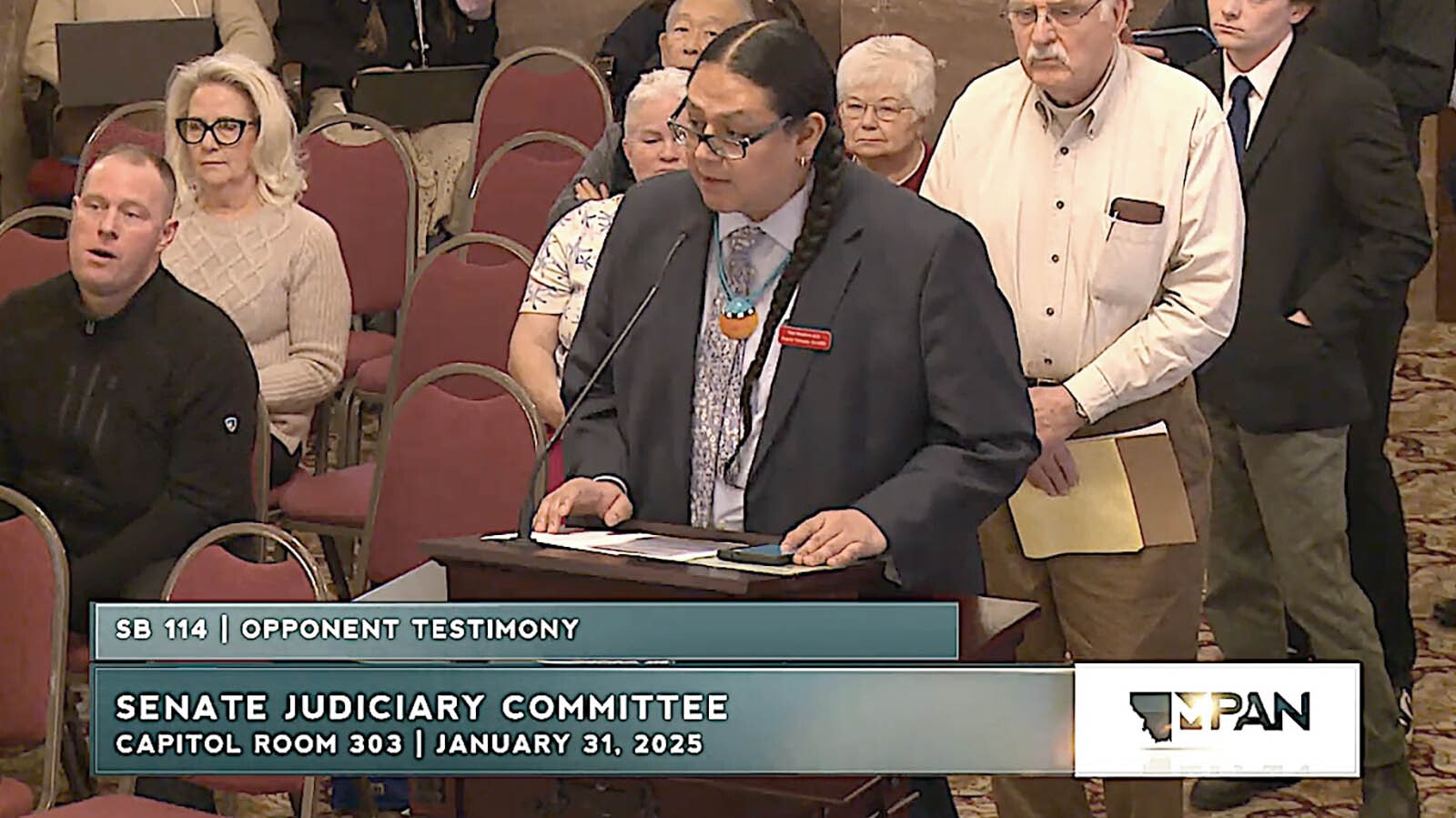 Tribal spokesperson Patrick Yawakie called for the universal display of the Indian Ten Commandments during a Jan. 31 hearing in Helena.