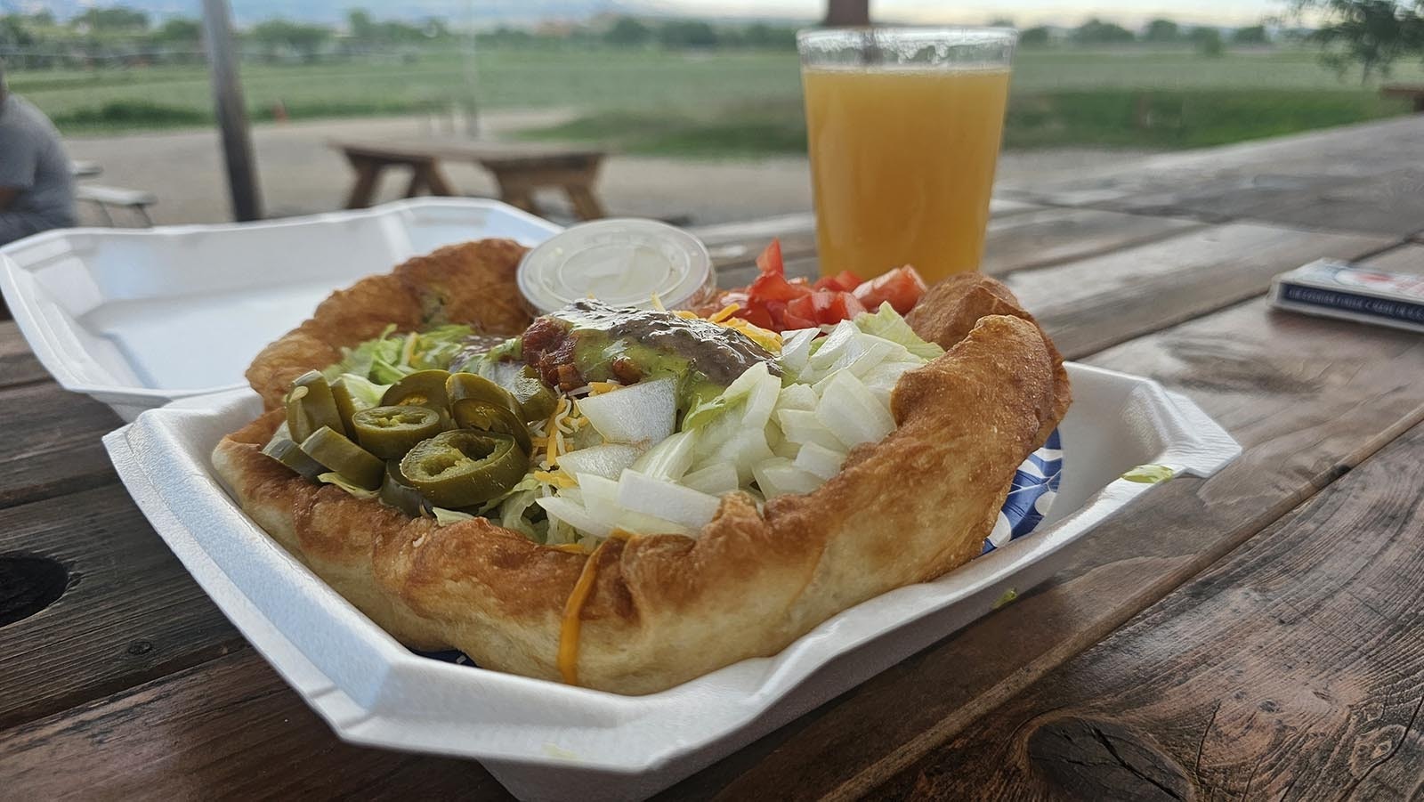 An Indian taco with a cowboy mimosa at Ten Sleep Brewery.