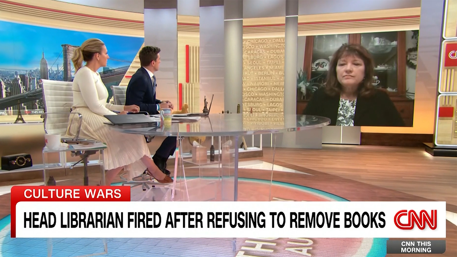 Former Campbell County Public Library Director Terri Lesley discuses her firing in an interview on CNN on Thursday.