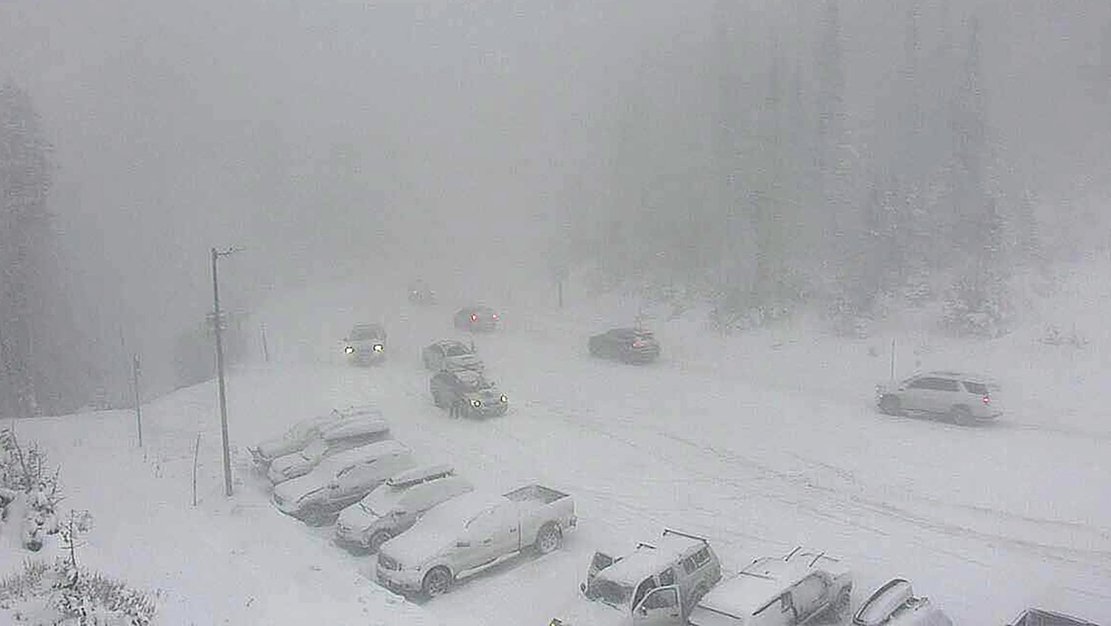 A winter storm is expected to dump 1-2 feet of snow — or more — on Wyoming's western mountains this weekend. That could make travel "difficult to impossible," the National Weather Service reports. This is a view of a snowy Teton Pass last month.