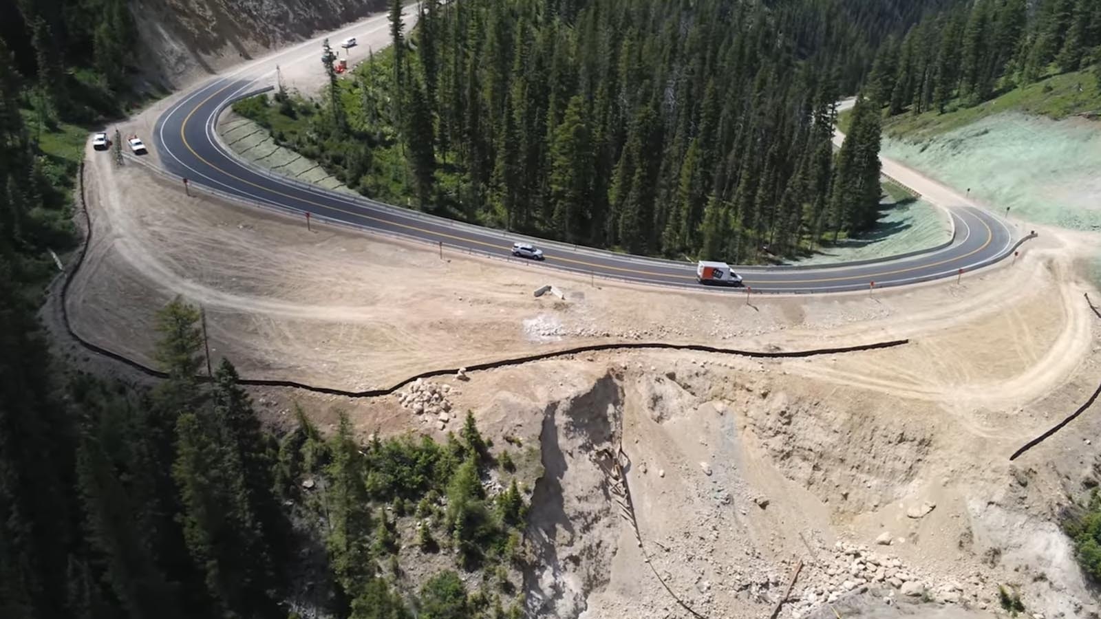 Vehicles are driving on the new temporary fix for the June 8 catastrophic failure of Highway 22 over Teton Pass.