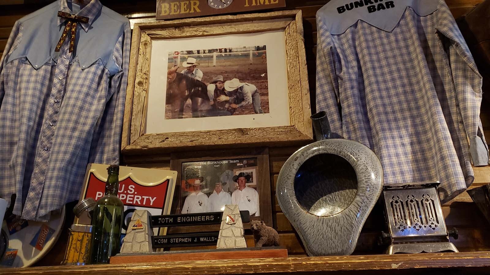 The Bunkhouse has lots of memorabilia — a mixture of things owned by previous owners and items added by the current owners.