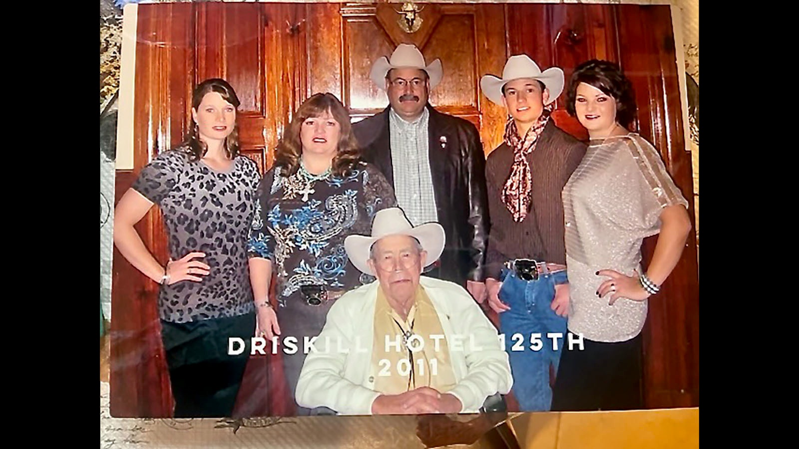 State Sen. Ogden Driskill, standing center, and the rest of the Driskill family at the 125th birthday of the family's namesake hotel The Driskill in Austin, Texas.