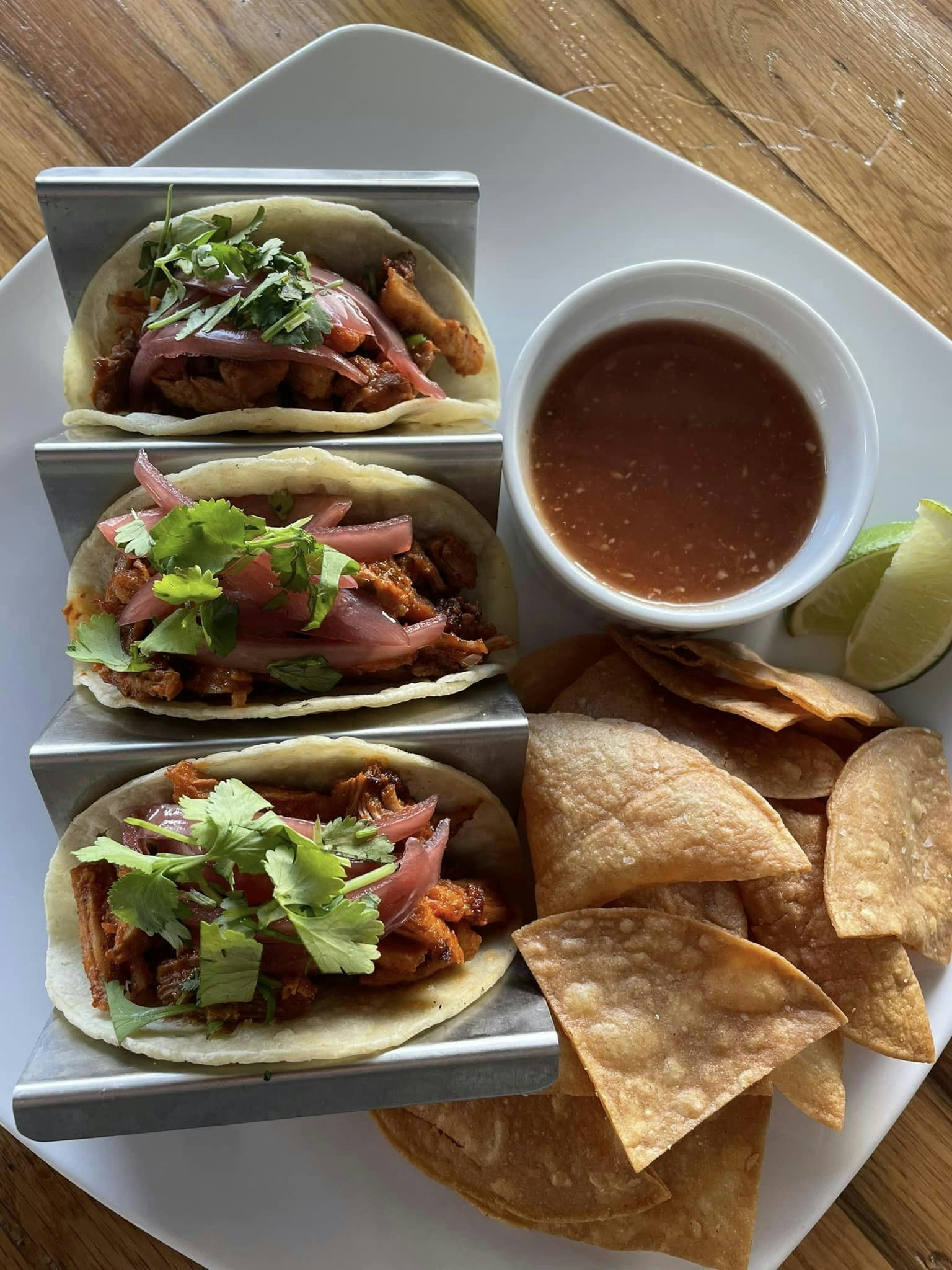 A trio of tacos.