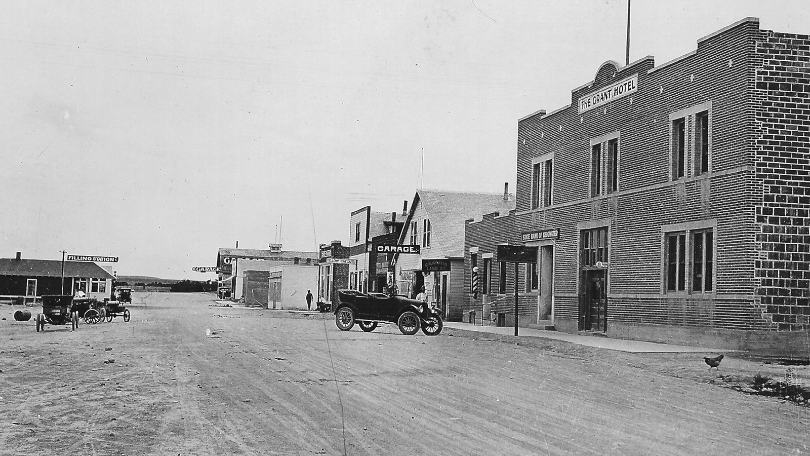 The Grant Hotel, built in 1915 in downtown Chugwater, Wyoming, is for sale.