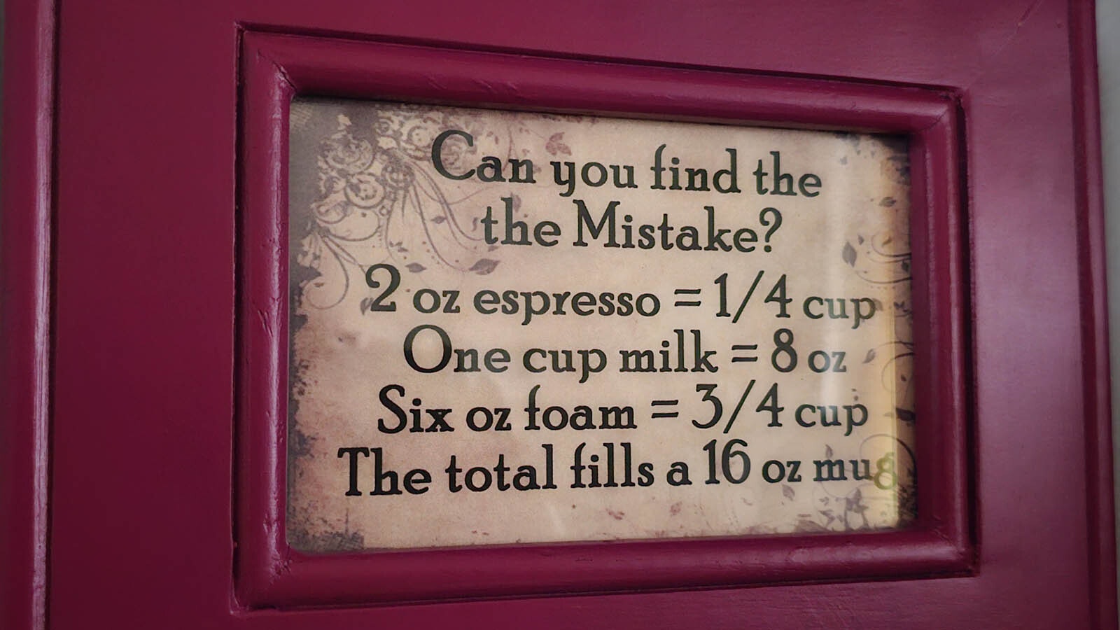 A puzzle above the coffee pot. Can you solve it?