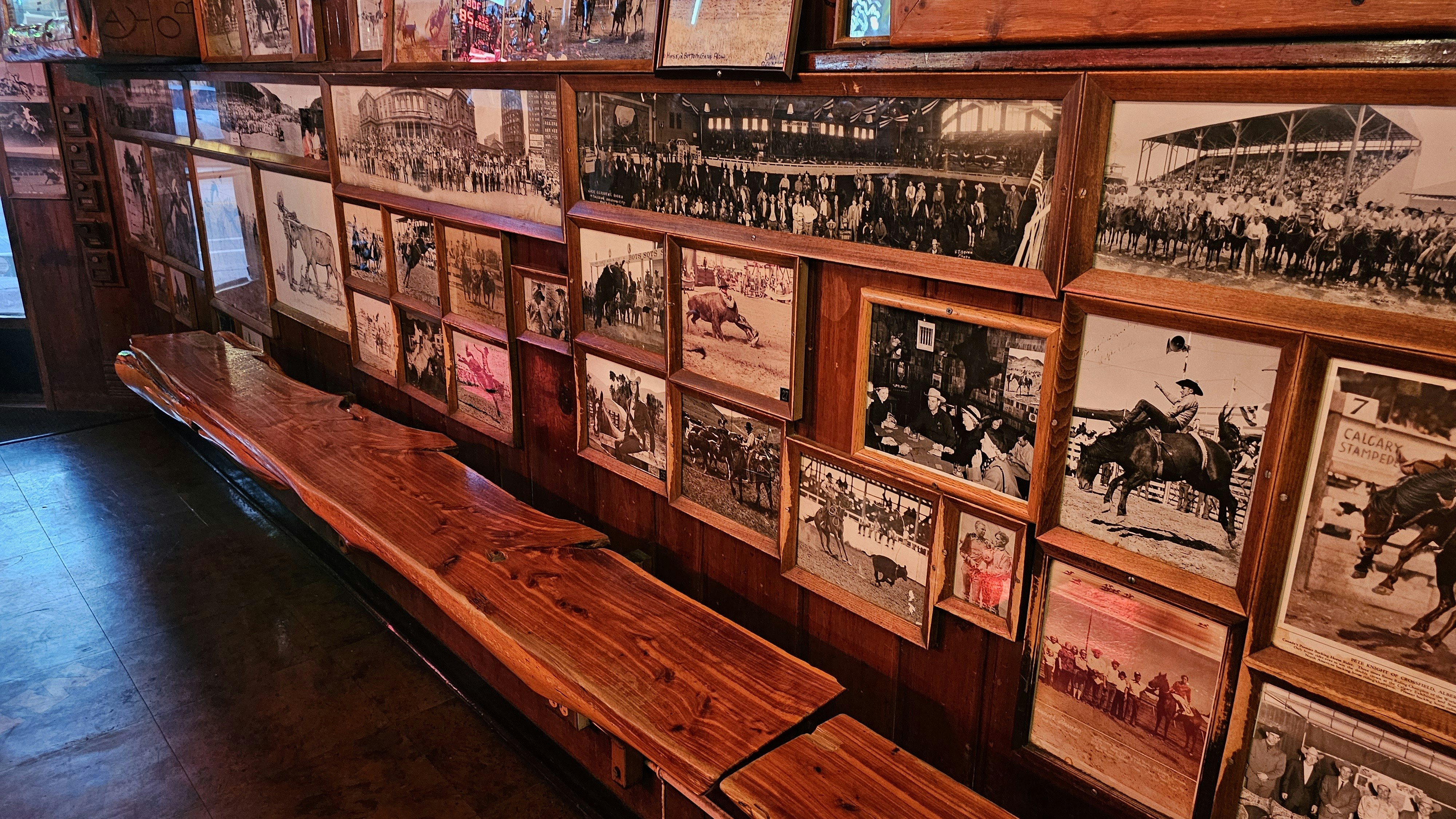 Historic photographs cover the walls at The Mint Bar in Sheridan.