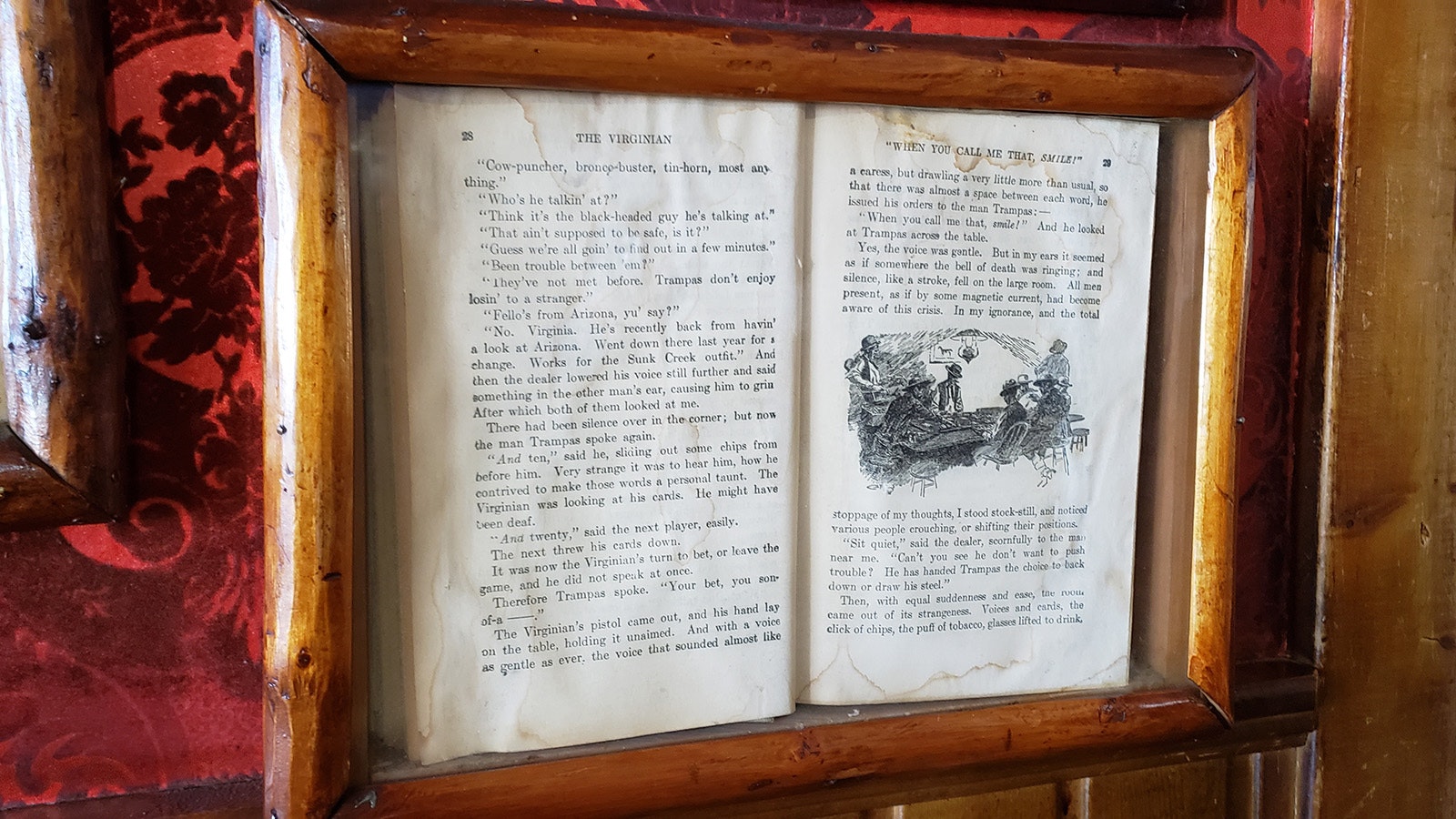 A framed page from the novel "The Virginian."