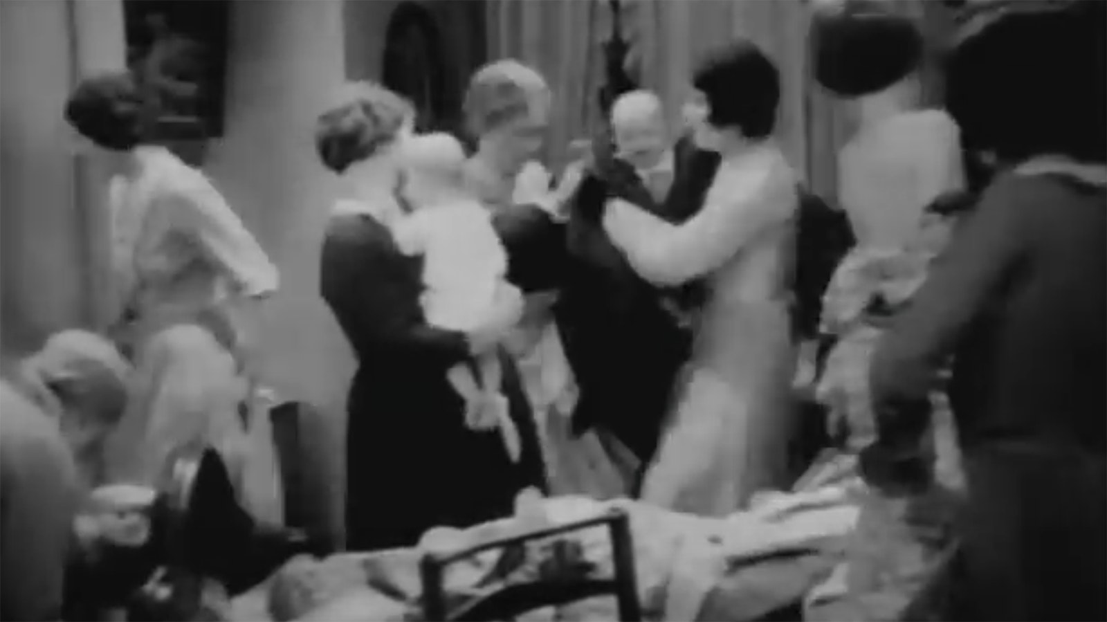 This screenshot shows the confusion caused by a baby-switch in the 1929 movie "The Virginian" starring Gary Cooper.