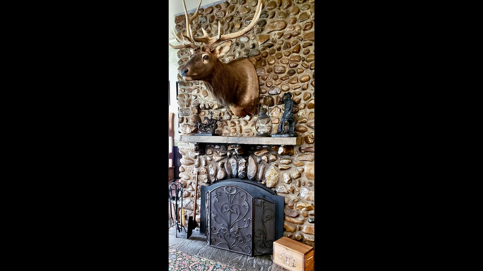 The fireplace in the Sheridan Inn is original, and all Wyoming.