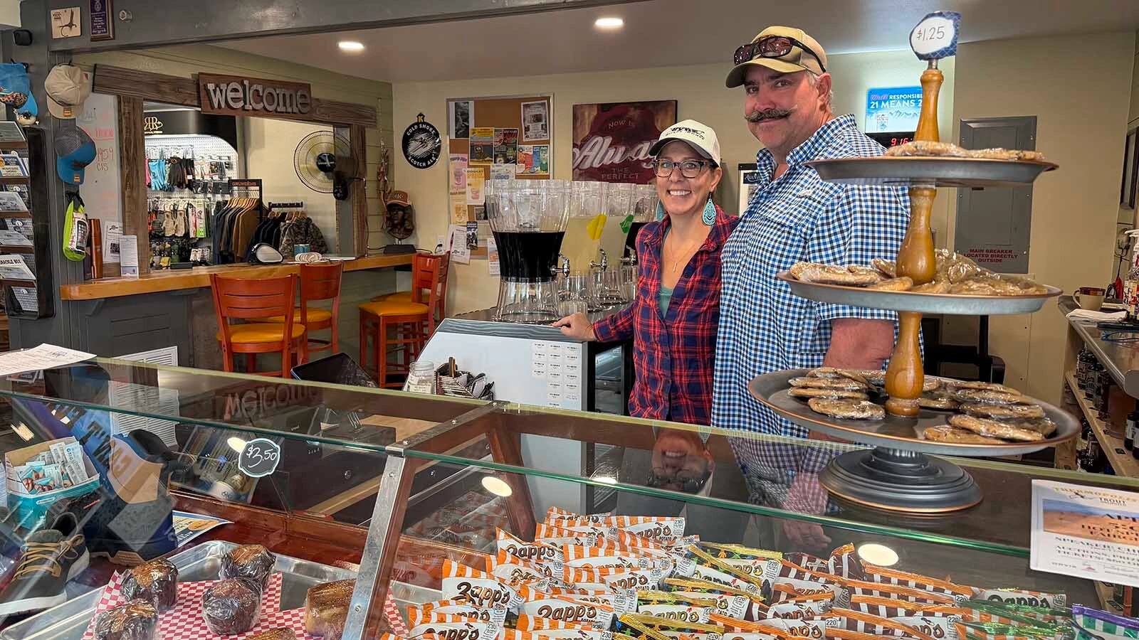 Tom and Jessica Ream came to Thermopolis for the outdoor life and fishing. They saw a need for fishing related businesses and opened their sandwich shop, Double R Store, catering to people on the river in August 2024. They continue to expand as they discover new needs and this year will be serving liquor on the river.