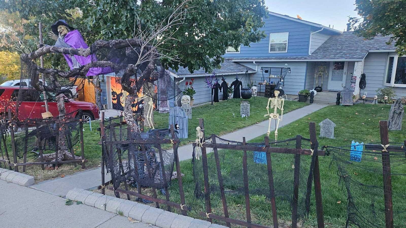 A Halloween display in Thermopolis. Trick-or-treaters approaching this home won't have to be scared of the weather, as the forecast for Halloween calls for above-average but still chilly temperatures that evening.
