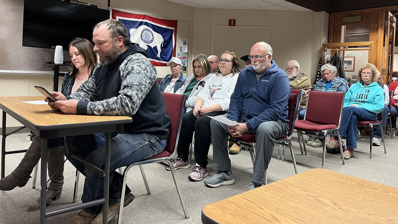 About 30 people were at Tuesday's Thermopolis Town Council meeting to talk about police Sgt. Mike Mascorro, who is on leave after killing a suspect. While some were there to call for his firing, more spoke out in support of the officer.