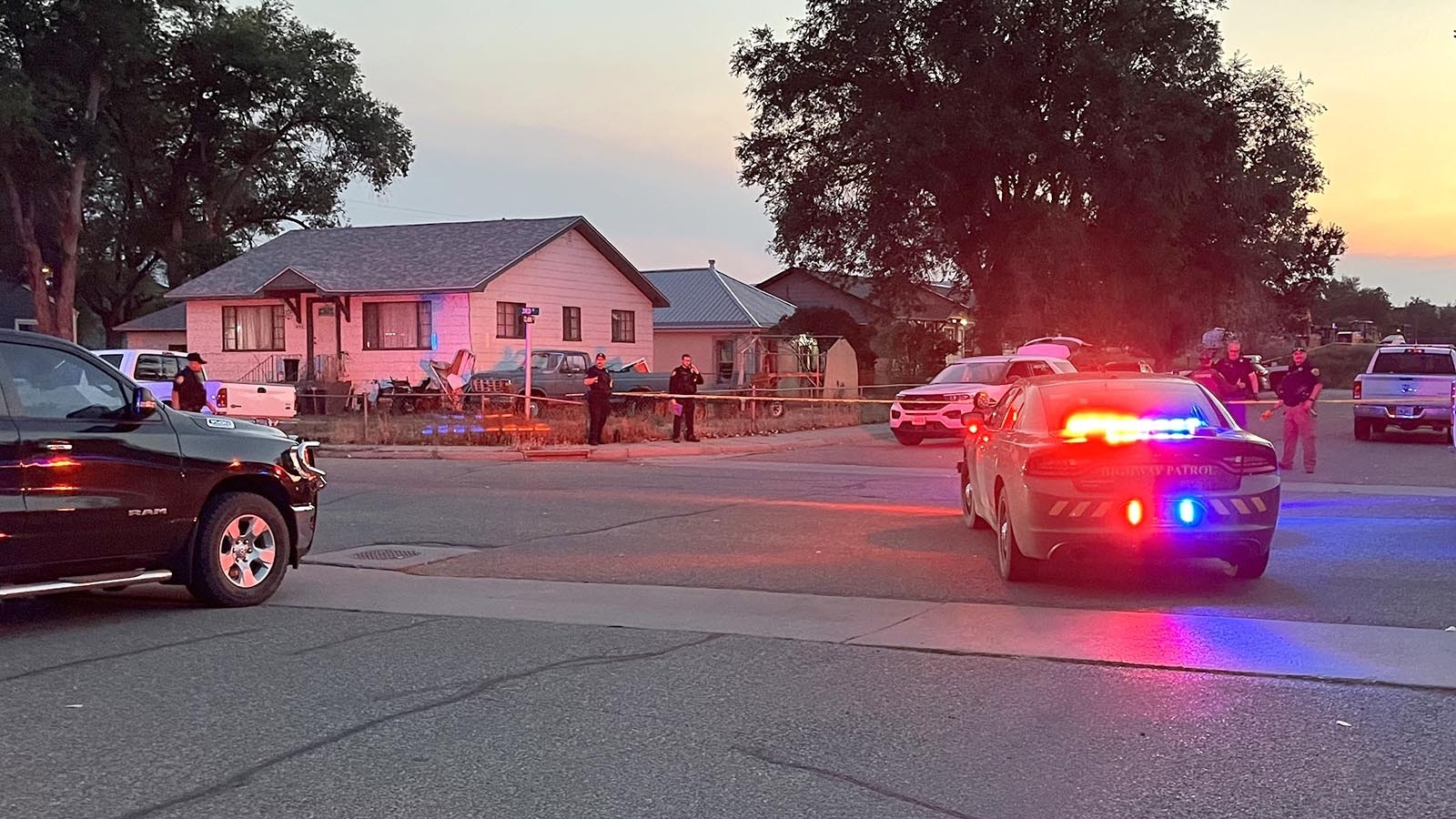 Thermopolis police and Hot Springs County sheriff's deputies have an area cordoned off near the 300 block of Clark Street on Monday evening, Sept. 9, 2024, after an officer-involved shooting that killed a 41-year-old man reportedly weilding a bat.