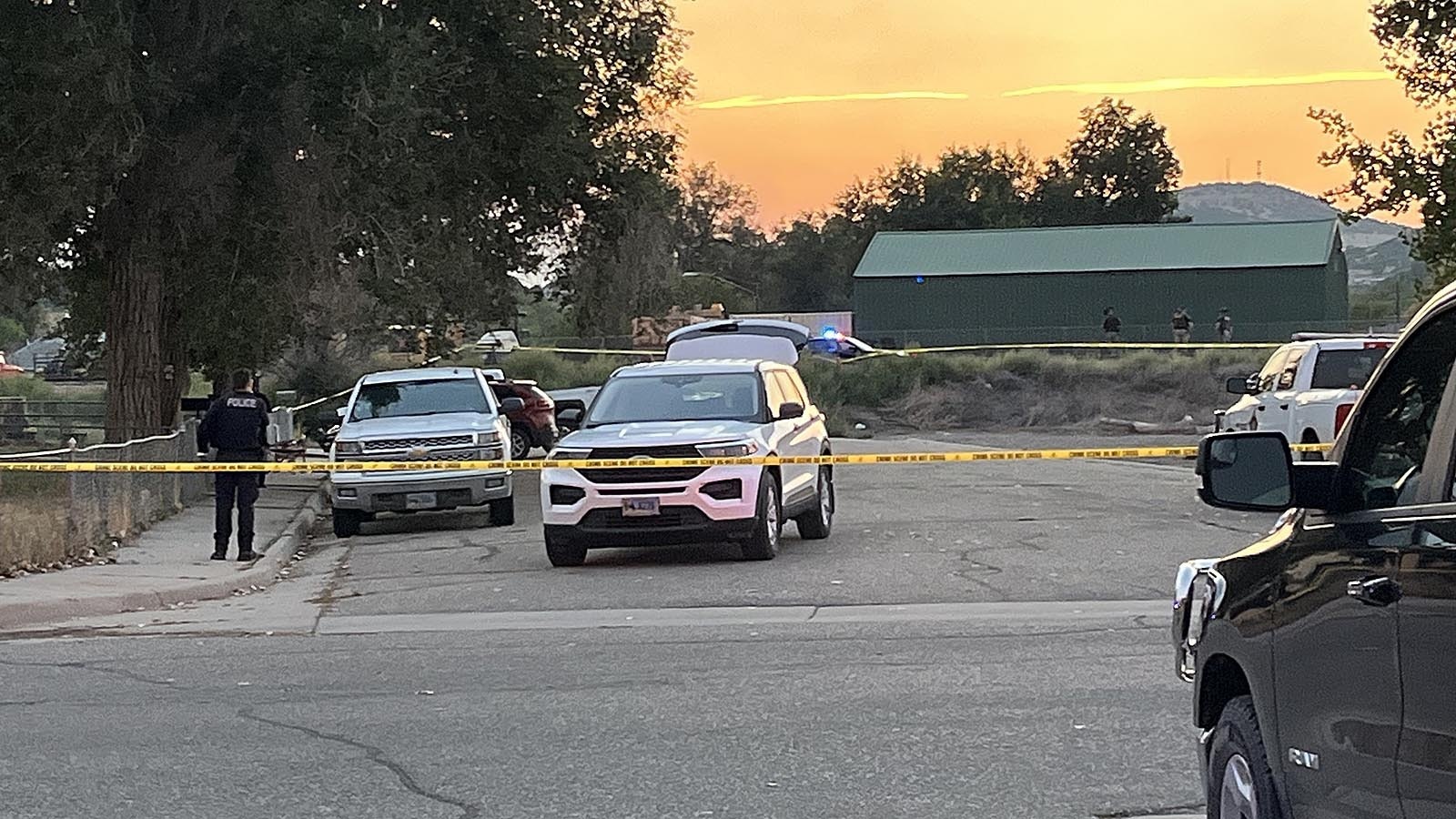 Thermopolis police and Hot Springs County sheriff's deputies have an area cordoned off near the 300 block of Clark Street on Monday evening, Sept. 9, 2024, after an officer-involved shooting that killed a 41-year-old man reportedly weilding a bat.