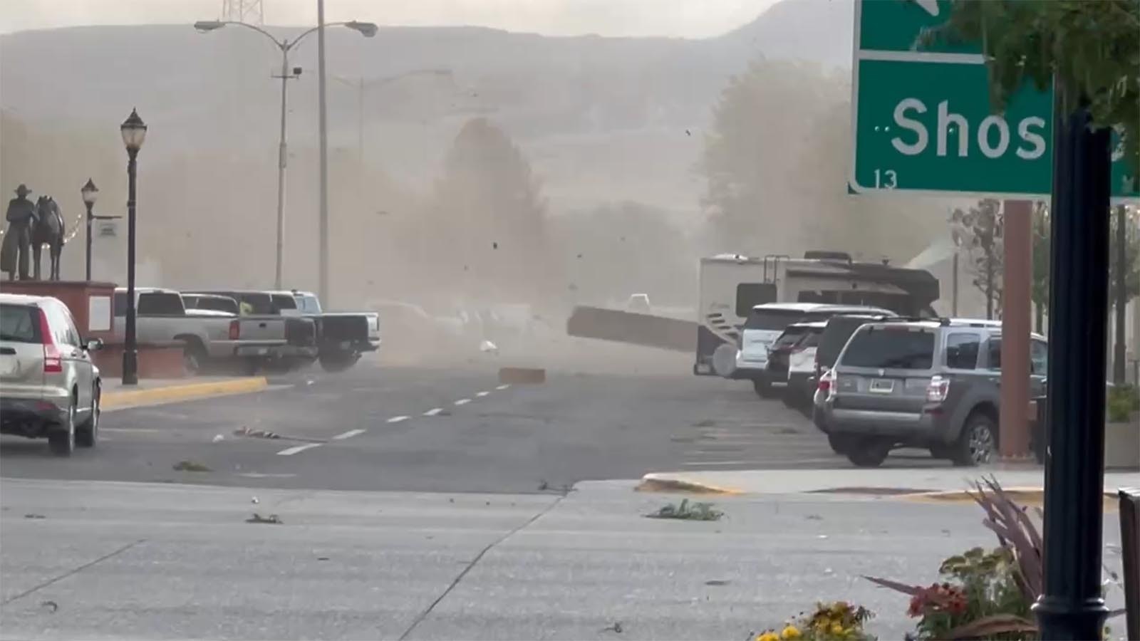 A brief, but intense, thunderstorm produced damaging winds and sparked wildfires in and around Thermopolis on Monday, Sept. 9, 2024.