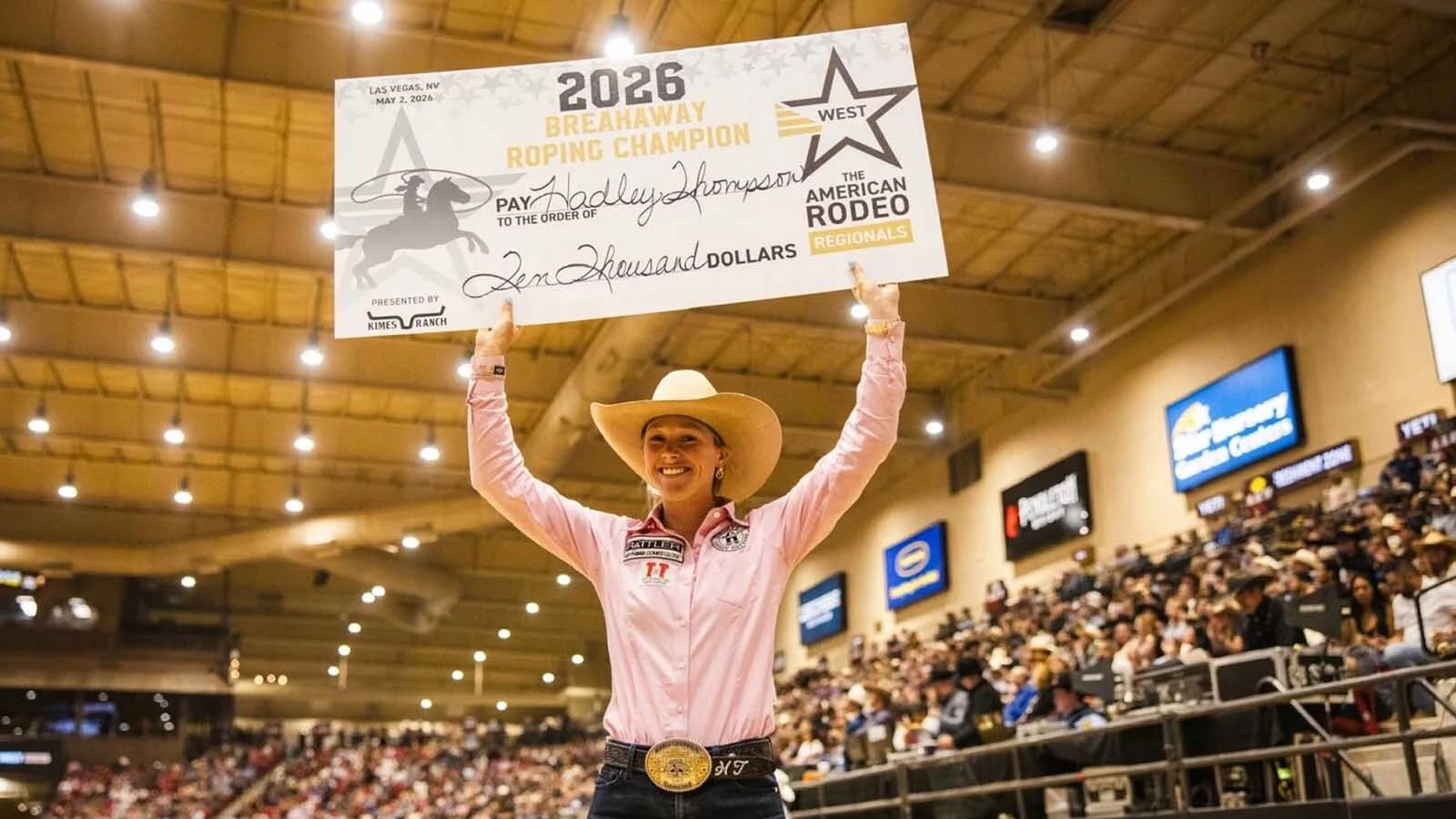 Thompson’s 1.7-second run in Las Vegas paid the high-school senior $10,000. 