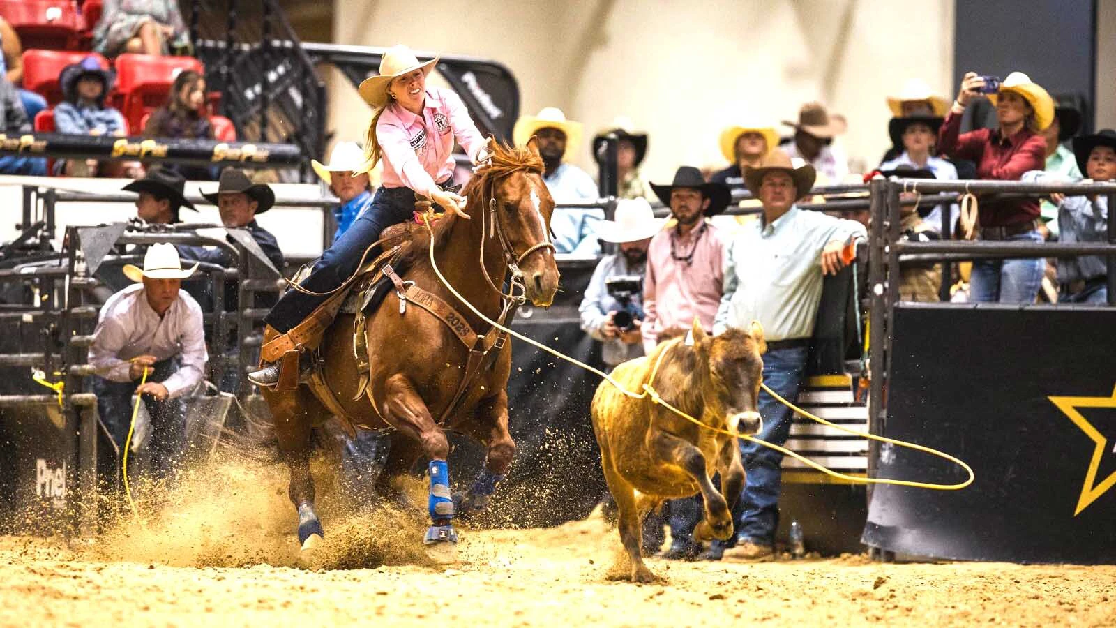 Hadley Thompson, 18, topped some of the world’s best breakaway ropers at the American Rodeo’s West Regional Finals in Las Vegas.