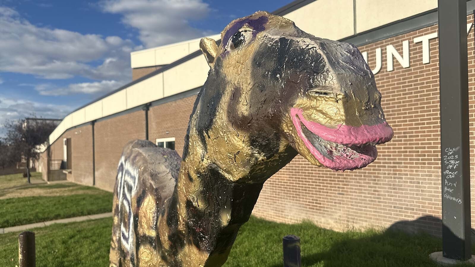 While the Campbell County High School camel undergoes constant makeovers as students paint it different colors, cross-town rival Thunder Basin High School preserves the sanctity of its bolt statute.
