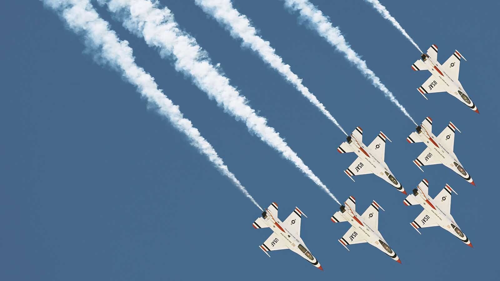The famous Air Force Thunderbirds have touched down in Cheyenne ahead of their Saturday Wings Over Wyoming show. Its first civilian air show was the 1953 Cheyenne Frontier Days, and the Thunderbirds have been back every year since, but one.