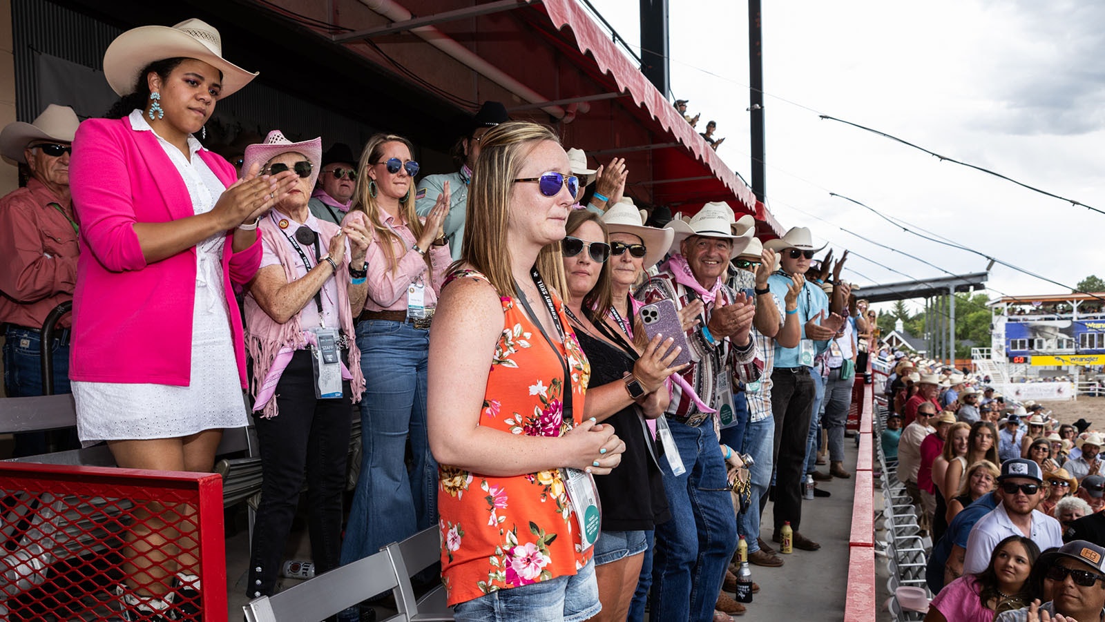 Rawlins EMT Tiffany Gruetzmacher was given two standing ovations by 10,000 people at Cheyenne Frontier Days on Thursday, honored as a hometown hero.