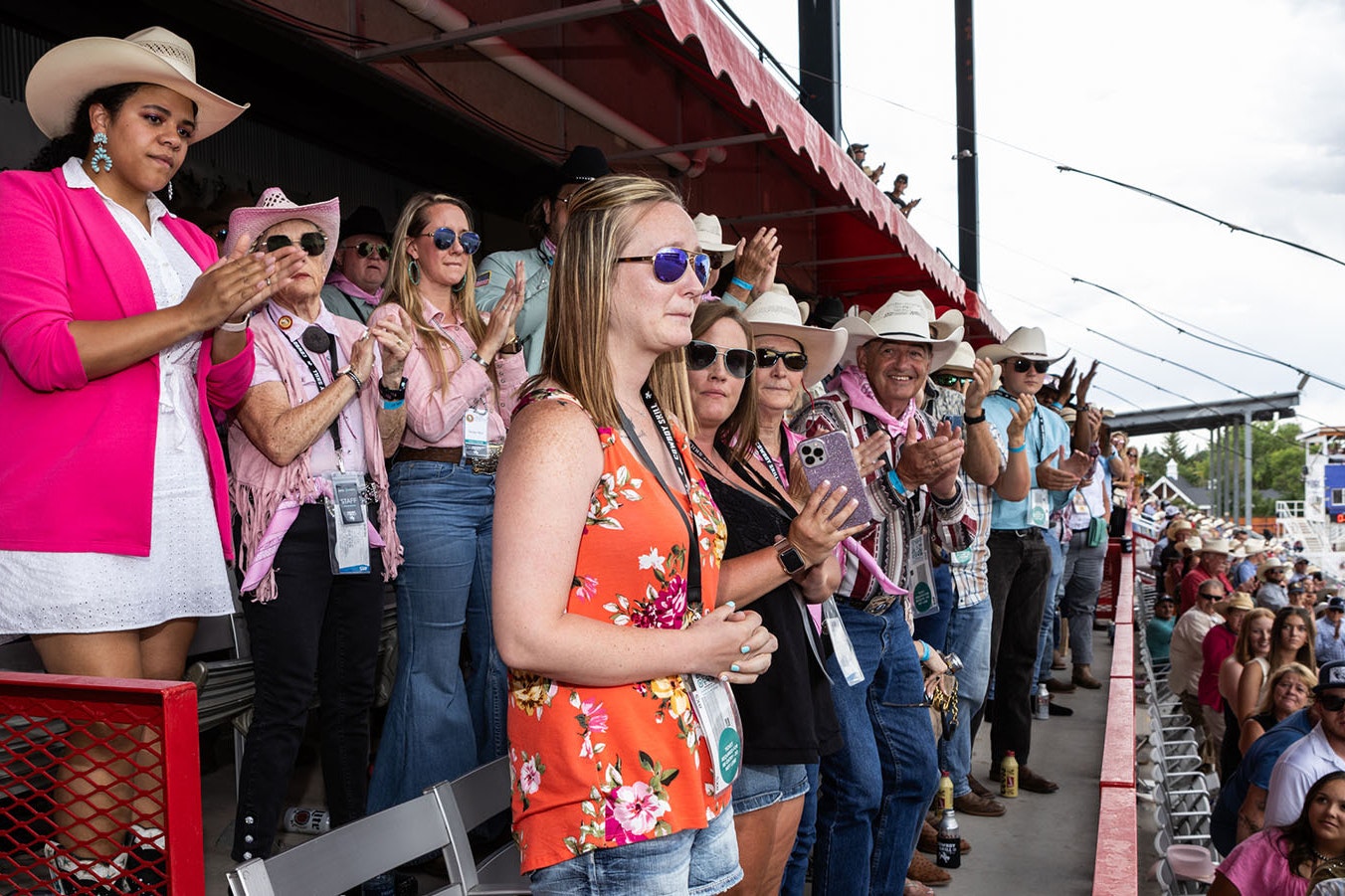Rawlins EMT Tiffany Gruetzmacher was given two standing ovations by 10,000 people at Cheyenne Frontier Days on Thursday, honored as a hometown hero.