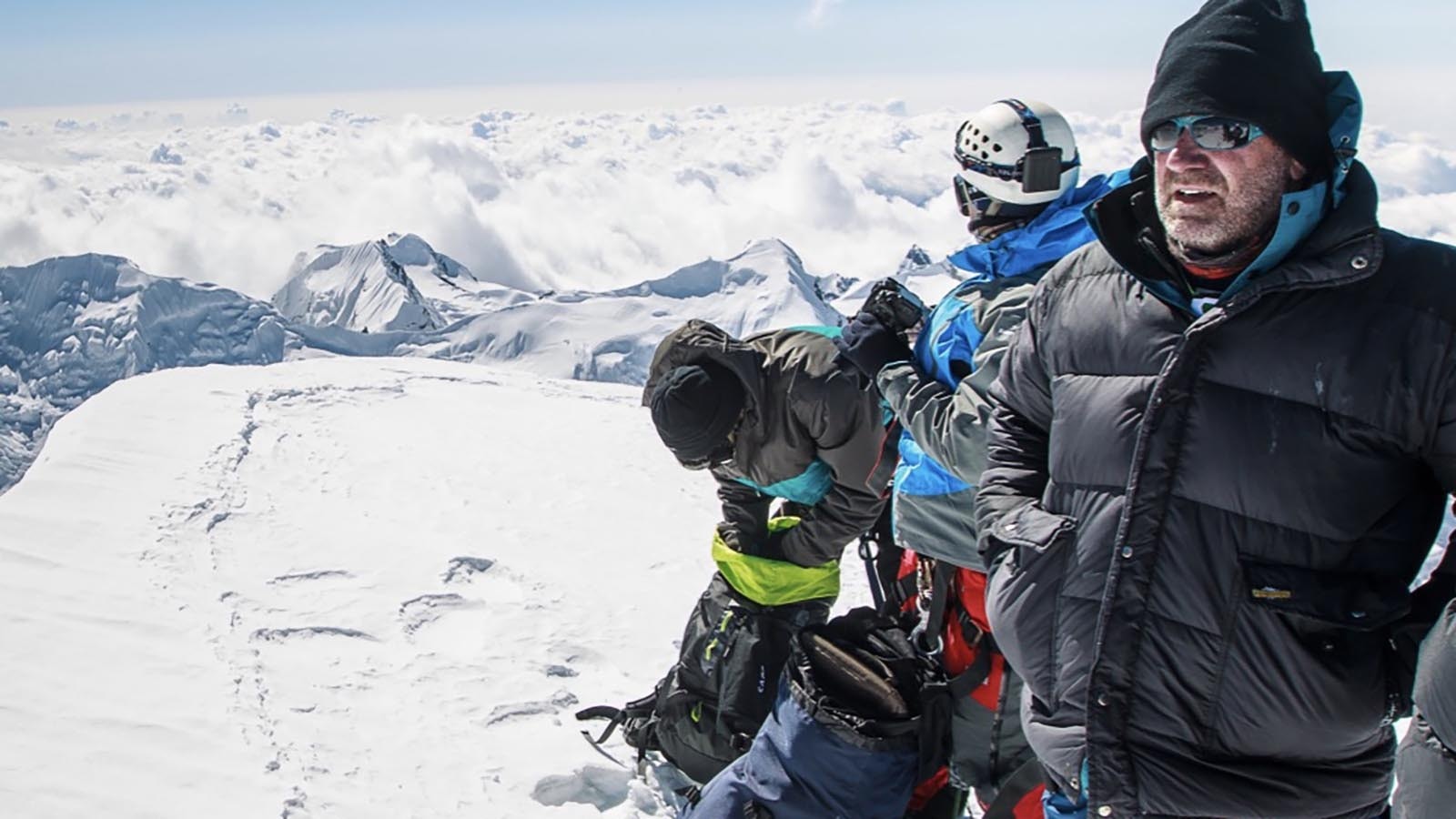 Climbers with Tika Bahadur Tamang’s company “Trek Climb Ski Nepal,” on top of Nepal’s Mera Peak at 21,247 feet.