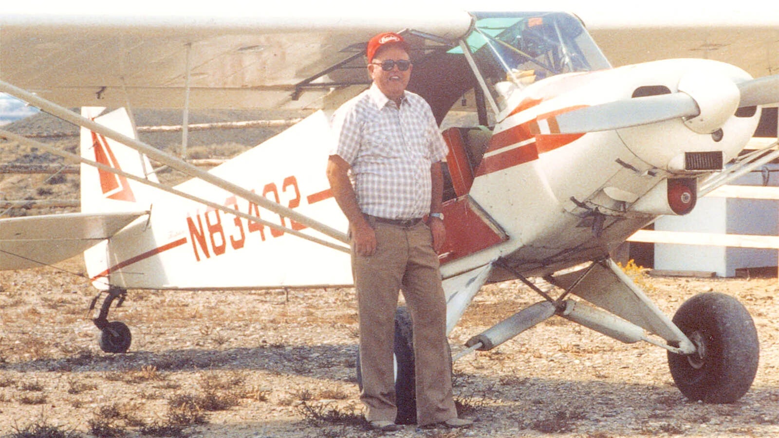 Tim Coleman with one of his Piper Super Cubs, circa 1990. For 50 years, Coleman was a mainstay in Wyoming aviation and was inducted into the Wyoming Aviation Hall of Fame in 2023.