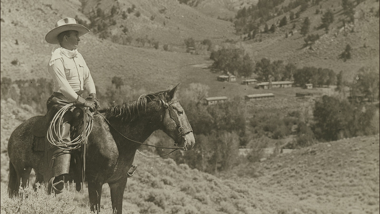 Tim McCoy on his Eagle Nest ranch in Wyoming.