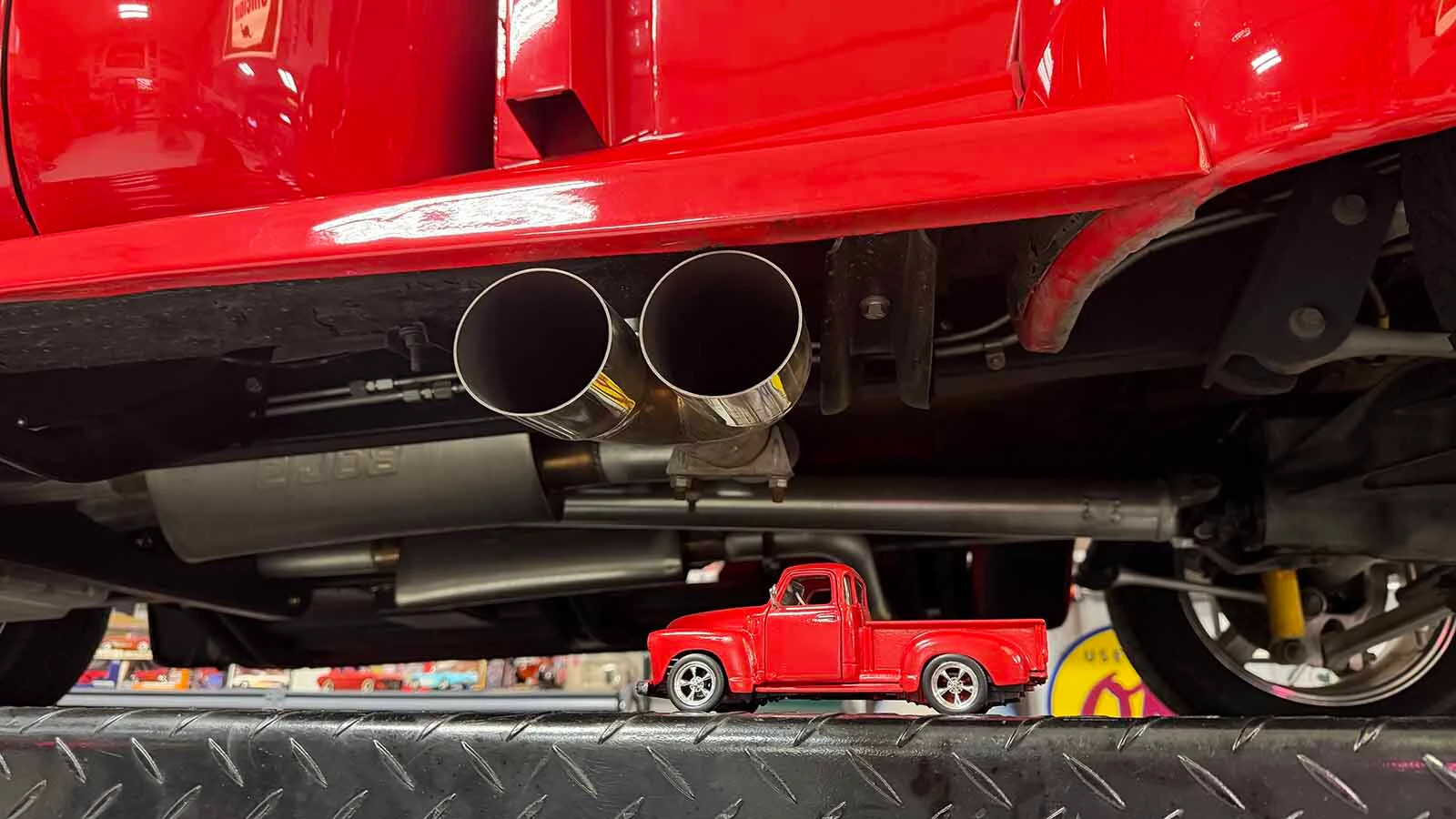 The cherry red 1950 Chevy pickup and its tiny replica in Larry Kloster’s collection are dedicated to the memory of his father, who had the same model while Kloster was growing up. Each vehicle in his collection and their tiny replicas have a special story attached to them.